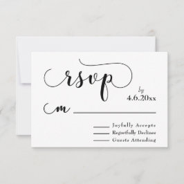 Tipografia Preta em Branco Elegante e Simples RSVP