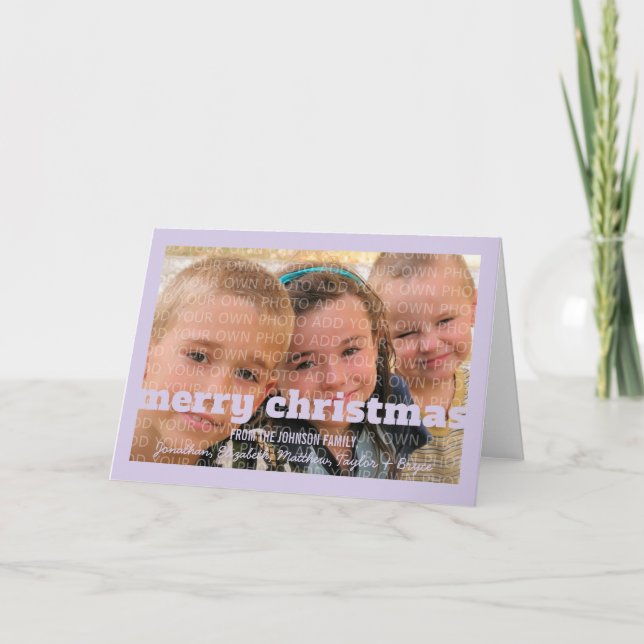 Tipografia Roxa Cartão de Saudação Feliz de Natal (Frente)