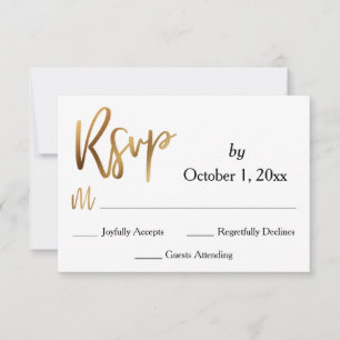 Tipografia RSVP Dourada, Bokee e preto para trás