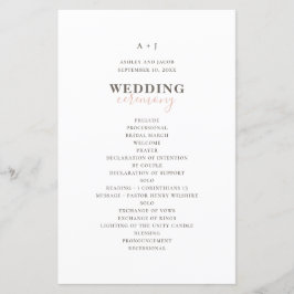Tipografia simples moderna. Programa de casamento