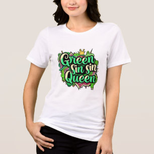 Tipografia T-Sh da Rainha Cinzenta Verde Vibrante