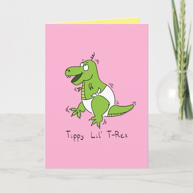 Tippy Lil T-Rex Bebê Dinossauro Cartão de Saudação (Frente)