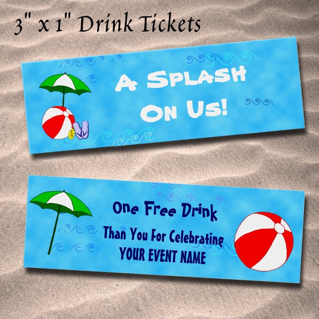 Tíquete de Bebida de Evento de Parte de Piscina Pe (Pool Party Event Drink Tickets)