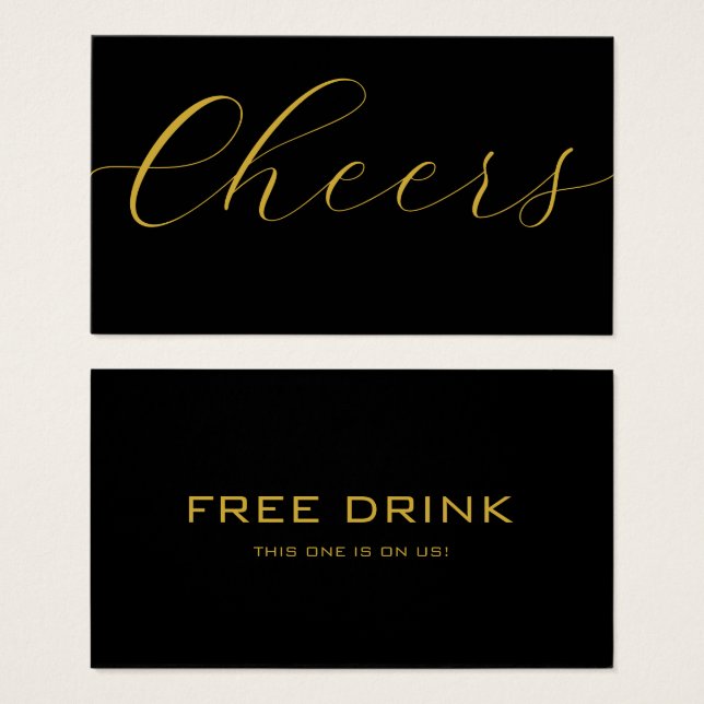 Tíquete de Bebida do Voucher de Evento Negro (Frente & Verso)