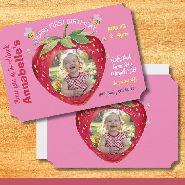 Tíquete de convite de primeiro aniversario Sweet O (Criador carregado)