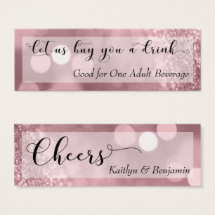 Tíquete de Mini Bebida do Script Glitter Dourado