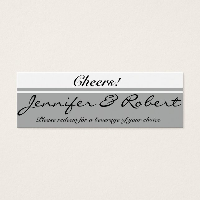 Tíquete Moderno de Prata e Bebida Flor de Copo (Frente)