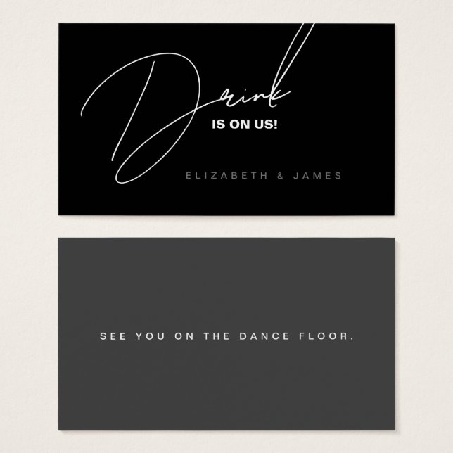 Tíquete Simples de Bebida Negra e Branca (Frente & Verso)