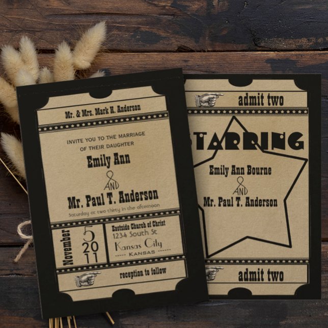Tíquete Velho Convites de Casamento de Hollywood (Criador carregado)