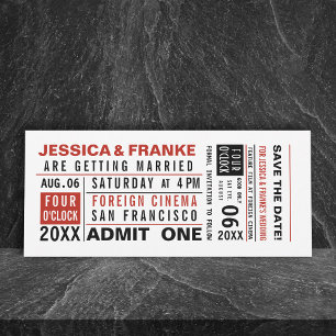 Tíquete Vintage Salvar a Data ou o Convite