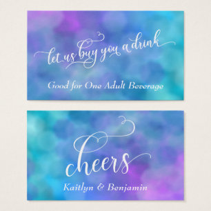 Tíquetes de bebida Coloridos de Pastel Bokeh com S