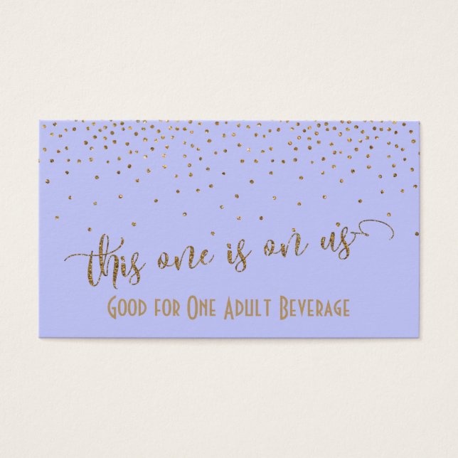 Tíquetes de bebida de lavanda com Confetti Dourado (Frente)