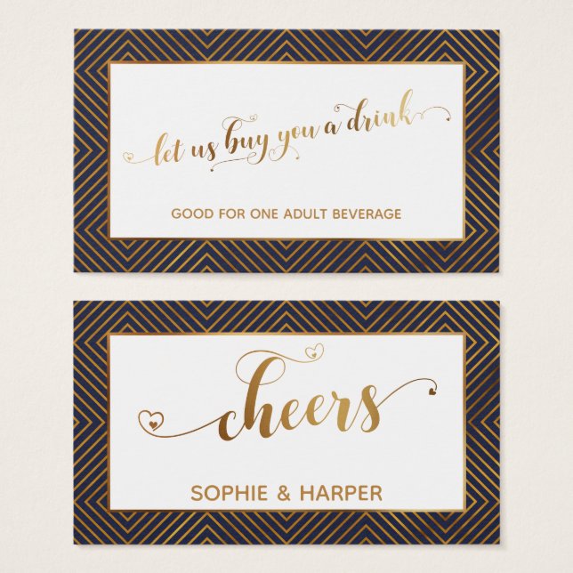 Tíquetes de bebida, Dourados Corações, Diamantes,  (Frente & Verso)