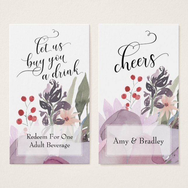 Tíquetes De Bebida Floral Coloridos De Abstrato (Frente & Verso)