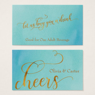 Tíquetes de bebida, Script Dourado Elegante com W