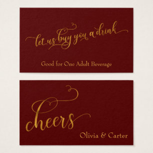 Tíquetes de bebida, Script Dourado Elegante e Ver