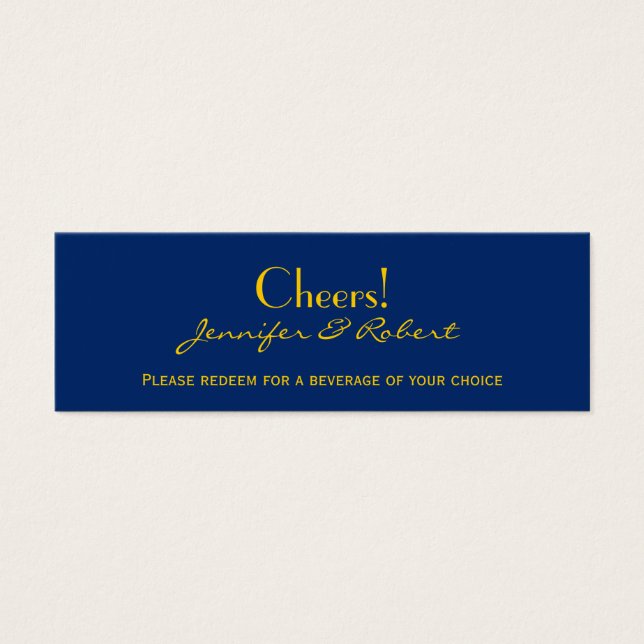 Tíquetes de drink Marinho Amarelo de Casamento de  (Frente)