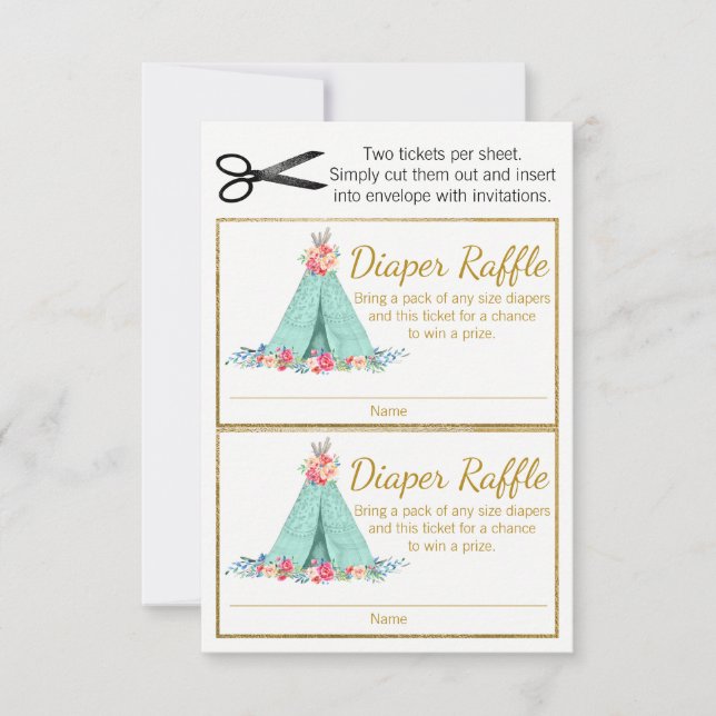 Tíquetes de Fralda de TeePee (Frente)