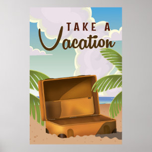 Tirar uma poster de viagens vintage de férias