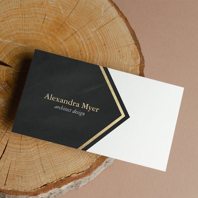 Tiras de ouro preto a giz moderno cartão de visita (Modern chalk black faux gold stripes business card )