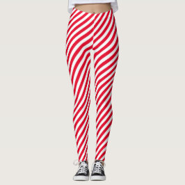 Tiras vermelhas Figuras de Natal Leggings