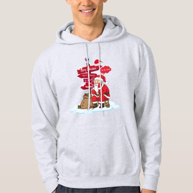 Tired Santa Pullover Hoodie: Cozy Funny Christmas  (Frente)