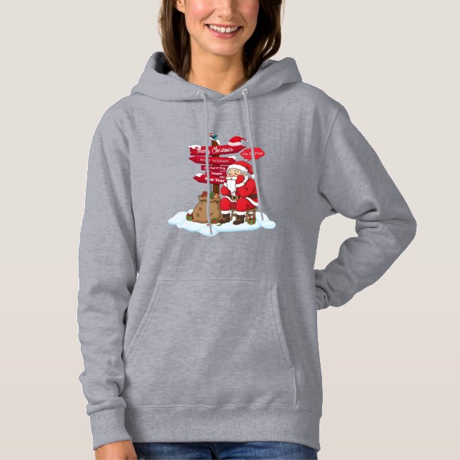 Tired Santa Women's Cozy Christmas Pullover Hoodie (Frente)