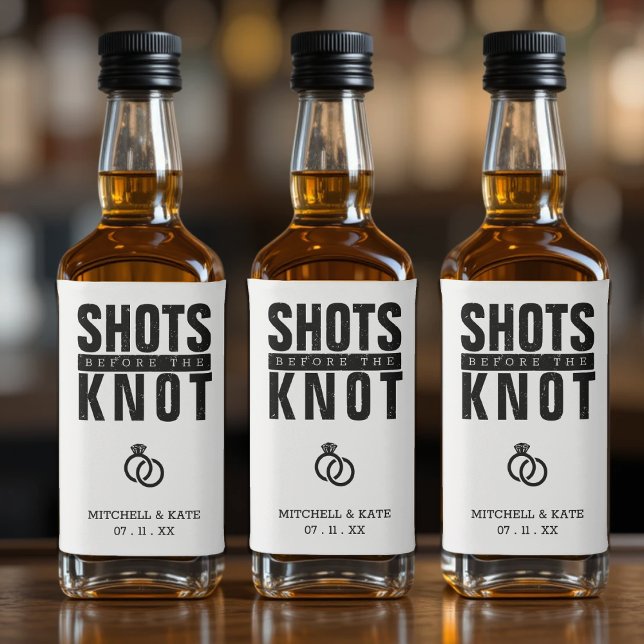 Tiros antes da Festa de solteira do nó (Shots Before the Knot Bachelorette Party Liquor Bottle Label
)