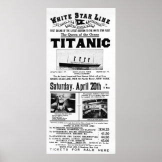 Titanic - Poster de publicidade de terceira classe
