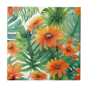 Tithonia Tropical Vibrant Watercolor
