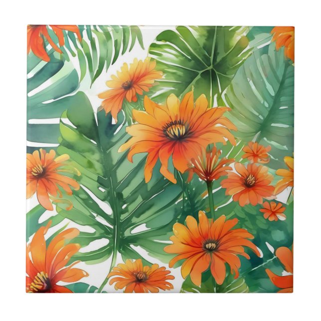 Tithonia Tropical Vibrant Watercolor (Frente)