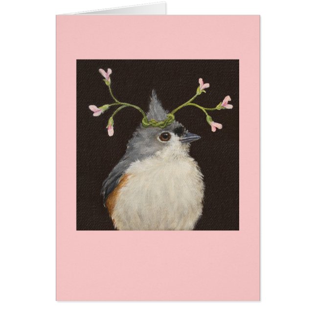 Titmouse adornado com o cartão do amendoim de (Frente)