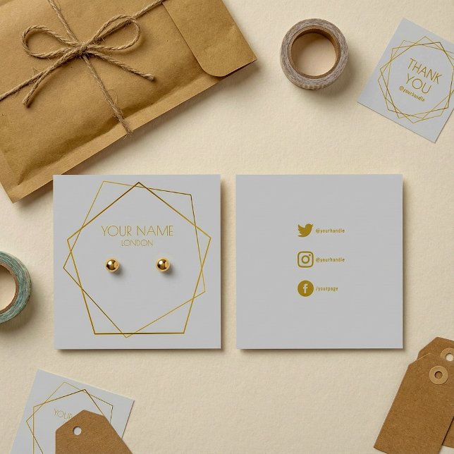 Titular de brinco de ouro geométrico com ícones so (Criador carregado)