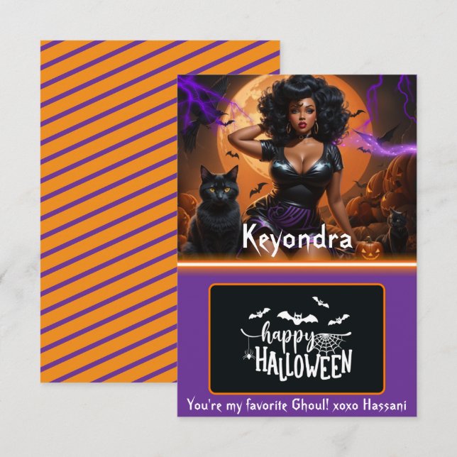 Titular de Cartão de Presente do Dia das Bruxas de (Frente/Verso)