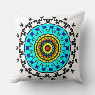 Título: Almofada de Arremesso Mandala Floral Ciano