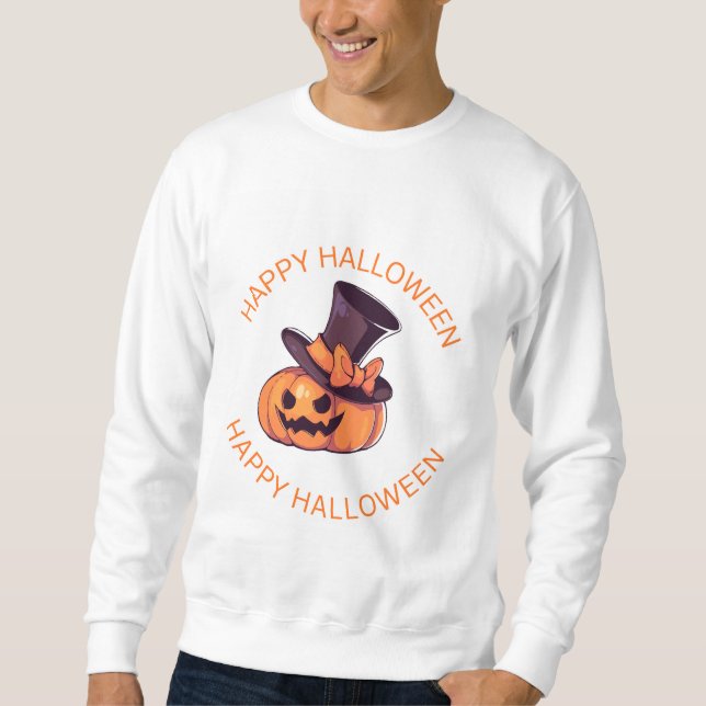 Título: Cartoon Pumpkin with Top Hat - Happy Hallo (Frente)
