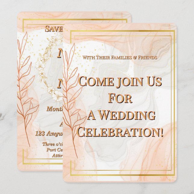 Título: Convite de Casamento Personalizado Elegant (Frente/Verso)