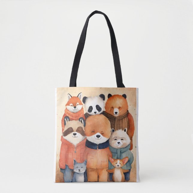 Título: Feliz Amigos Cuddling Tote Bag Celebrar (Frente)