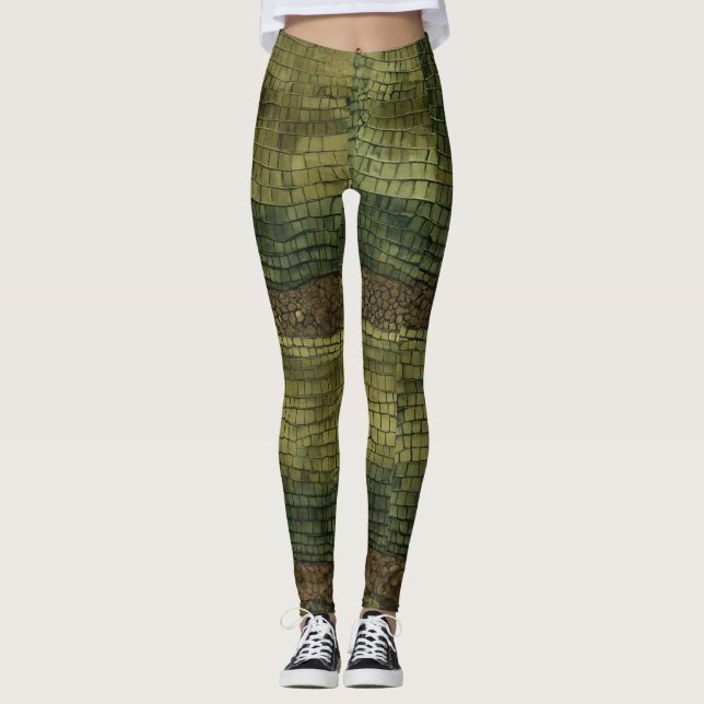 Título: Onyx Crocodile Paisley Camouflage Leggings (Frente)