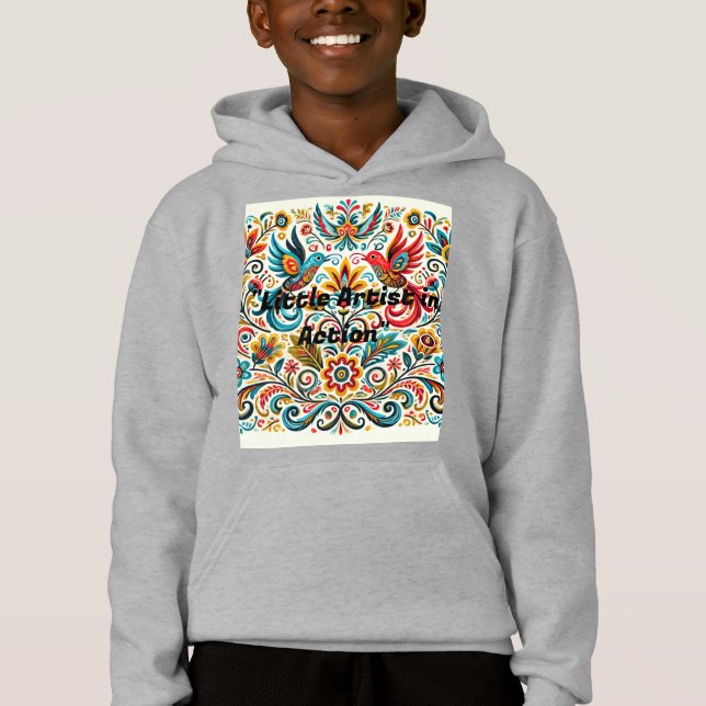 Título: Vibrant Folk Art Floral Patterno T-Shirt (Frente)