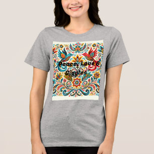 Título: Vibrant Folk Art Floral Patterno T-Shirt