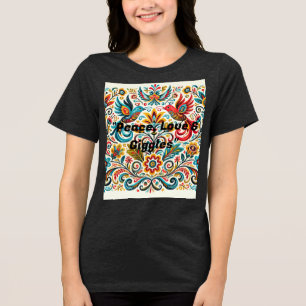 Título: Vibrant Folk Art Floral Patterno T-Shirt