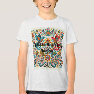 Título: Vibrant Folk Art Floral Patterno T-Shirt