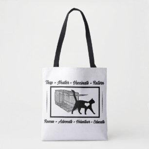 TNR CAT RESGATE TOTE BAG NEUTER RETORNO B&W