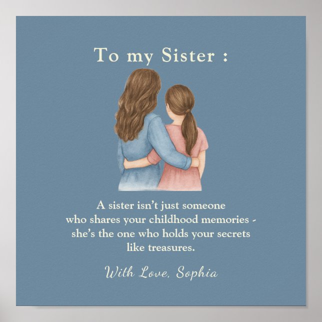 To My Sister – Personalized Photo Message Poster (Frente)