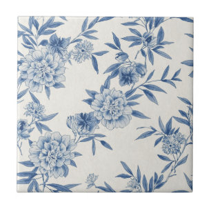 Toalete Floral Azul Clássico Padrão de Aquarela Br