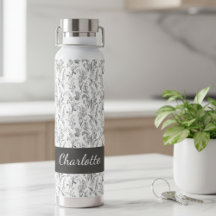 Toalete Floral Preto Branco Nome Personalizado