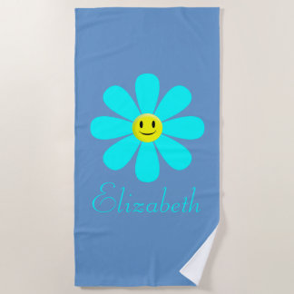 Toalha Aqua Happy Face Flor Personalizada de Praia