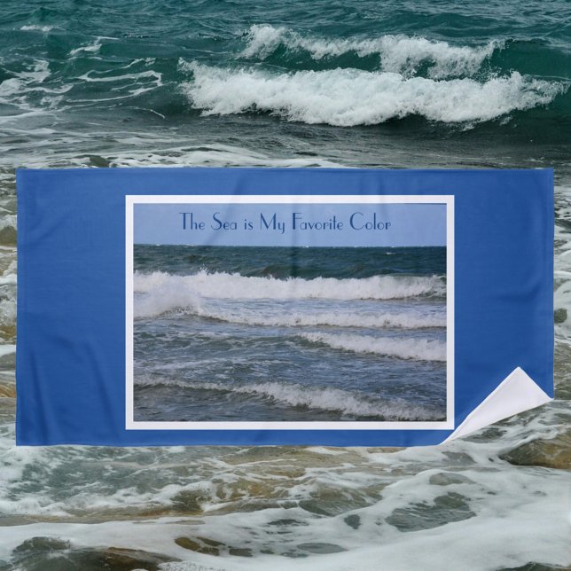 Toalha Azul de Praia Personalizável do Oceano Atlâ (Criador carregado)