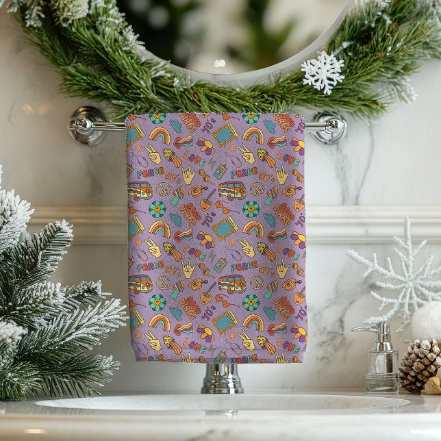 Toalha Boho Funky Vibrações Vintage para Banheiro (Vintage Vibes Towel Boho Funky Bathroom Look)
